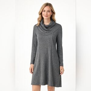 Kenneth Cole New York Gray Cowl Neck Sweater Dress